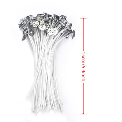 50pcs 2.6-20cm Premium Smokeless Candle Wicks - Pure Cotton Core for DIY Candle Making, Pre-Waxed, Party Supplies, Easy to Use, High-Quality, and Durable