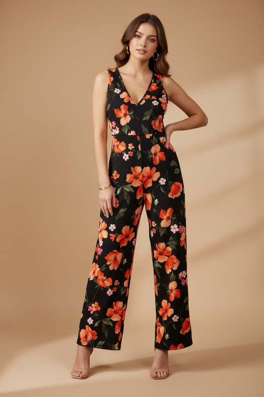 Black Floral Jumpsuit