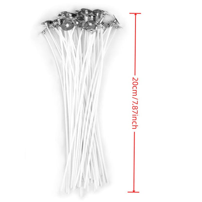 50pcs 2.6-20cm Premium Smokeless Candle Wicks - Pure Cotton Core for DIY Candle Making, Pre-Waxed, Party Supplies, Easy to Use, High-Quality, and Durable