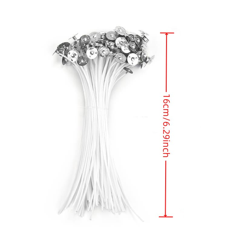 50pcs 2.6-20cm Premium Smokeless Candle Wicks - Pure Cotton Core for DIY Candle Making, Pre-Waxed, Party Supplies, Easy to Use, High-Quality, and Durable