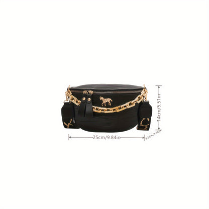Stylish Crocodile-Embossed Chain Waist Bag | Secure Zip & Versatile Use | Faux Leather Fanny/Chest Pack for Girls with Polyester Lining