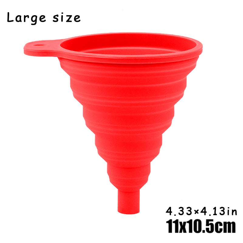 [Large Size] Car Engine Oil Funnel, Car Universal Silicone Liquid Funnel, Foldable Portable Car Oil Change Funnel, Telescopic Long Neck Liquid Funnel