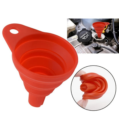 [Large Size] Car Engine Oil Funnel, Car Universal Silicone Liquid Funnel, Foldable Portable Car Oil Change Funnel, Telescopic Long Neck Liquid Funnel