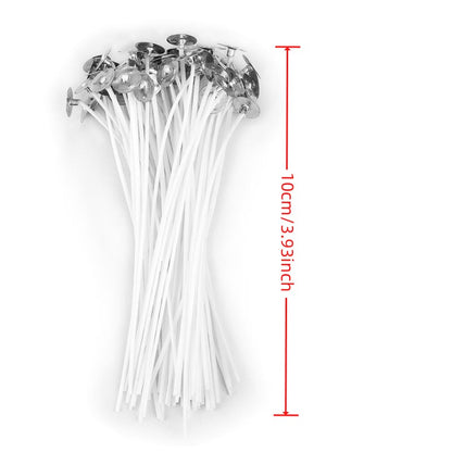 50pcs 2.6-20cm Premium Smokeless Candle Wicks - Pure Cotton Core for DIY Candle Making, Pre-Waxed, Party Supplies, Easy to Use, High-Quality, and Durable