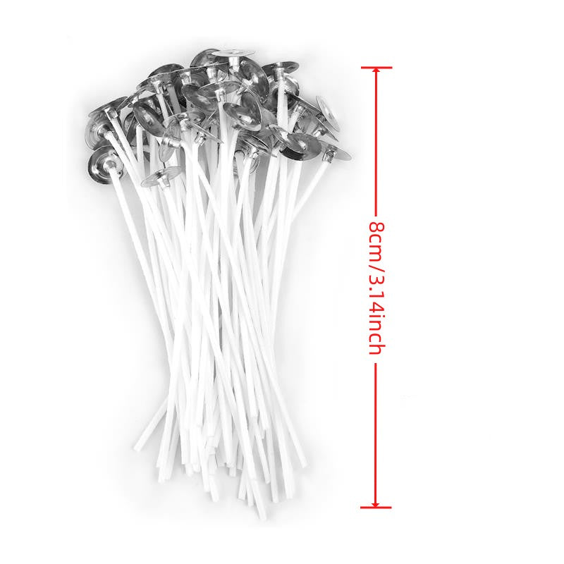 50pcs 2.6-20cm Premium Smokeless Candle Wicks - Pure Cotton Core for DIY Candle Making, Pre-Waxed, Party Supplies, Easy to Use, High-Quality, and Durable