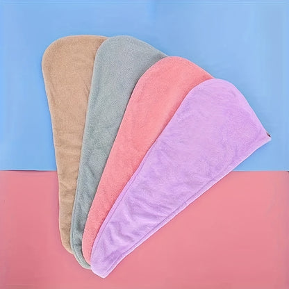 Super Absorbent Microfiber Hair Towel - Quick Drying Hair Wrap Cap with Soft Headband for Frizz-Free Hair