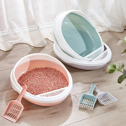 Pet Semi-Enclosed Cat Litter Box Detachable Cat Toilet with Cat Litter Shovel