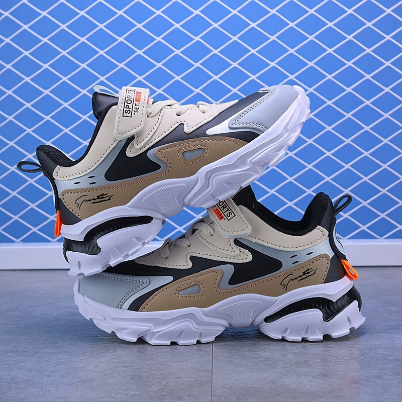 Boys Soft-soled Sneakers, Lightweight Breathable Non-slip Hook-and-loop Fastener Casual Shoes