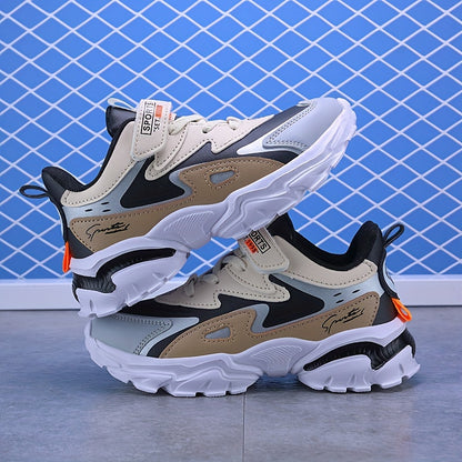 Boys Soft-soled Sneakers, Lightweight Breathable Non-slip Hook-and-loop Fastener Casual Shoes