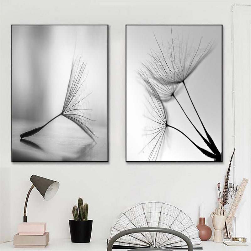 3pcs Black White Dandelion Flower Wall Poster, Wall Canvas, Canvas Painting, 15.7*23.6in Frameless
