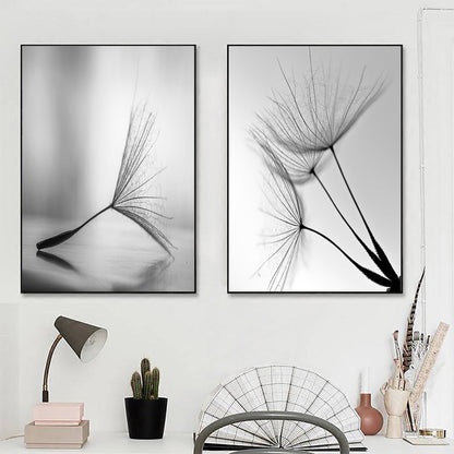 3pcs Black White Dandelion Flower Wall Poster, Wall Canvas, Canvas Painting, 15.7*23.6in Frameless