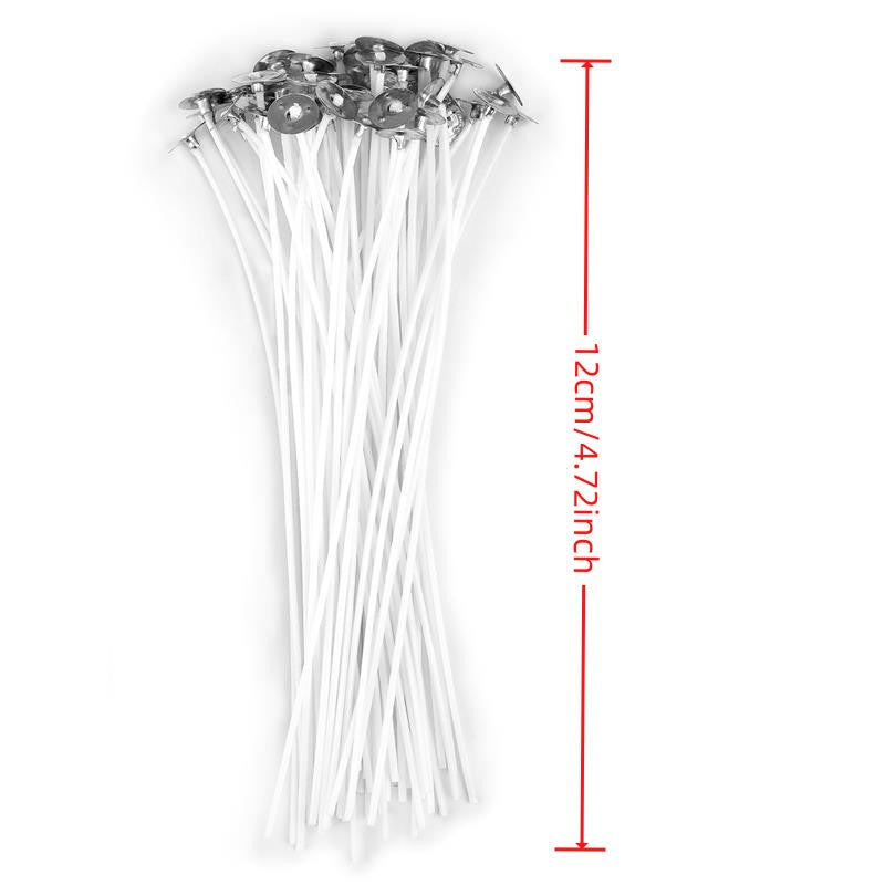 50pcs 2.6-20cm Premium Smokeless Candle Wicks - Pure Cotton Core for DIY Candle Making, Pre-Waxed, Party Supplies, Easy to Use, High-Quality, and Durable
