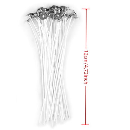 50pcs 2.6-20cm Premium Smokeless Candle Wicks - Pure Cotton Core for DIY Candle Making, Pre-Waxed, Party Supplies, Easy to Use, High-Quality, and Durable