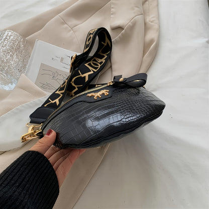 Stylish Crocodile-Embossed Chain Waist Bag | Secure Zip & Versatile Use | Faux Leather Fanny/Chest Pack for Girls with Polyester Lining