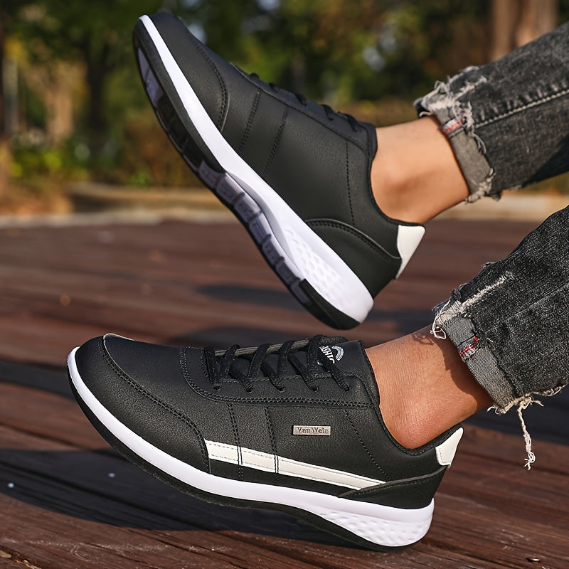 VanWeir Men'S Lightweight Running Sneakers - Navy Blue & Brown Two-Tone Design, Breathable Mesh Lining, Stability Support, MD/TPR Sole for Outdoor Training, Hiking & Casual Wear, Hiking Footwear, Modern Sneakers, Comfortable