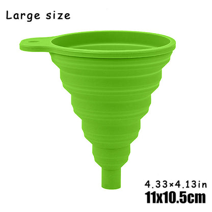 [Large Size] Car Engine Oil Funnel, Car Universal Silicone Liquid Funnel, Foldable Portable Car Oil Change Funnel, Telescopic Long Neck Liquid Funnel