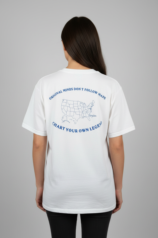 Umpteen Original Minds Don't Follow Maps tee women's mock photo