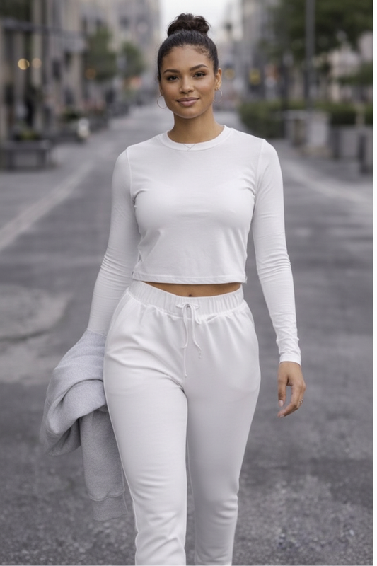White Crop & Jogger Set